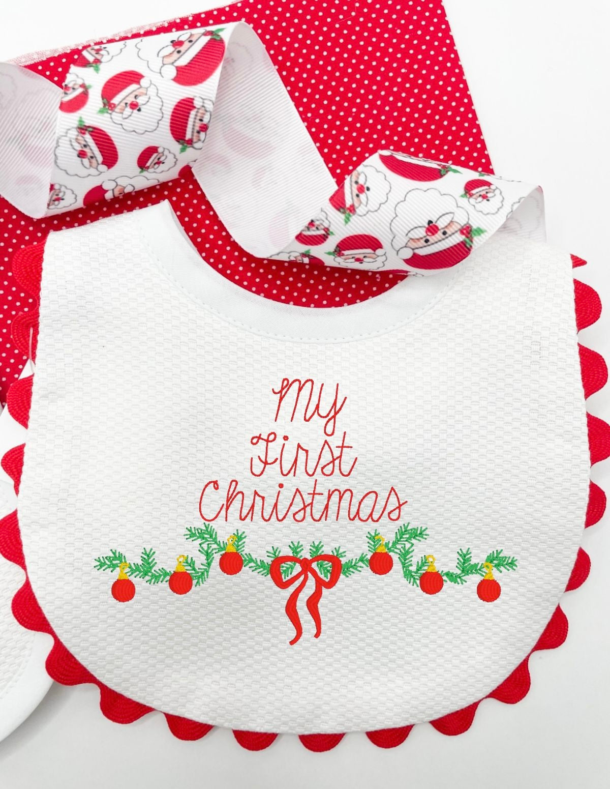 Christmas Bib, Burb Cloth and Diaper Cover