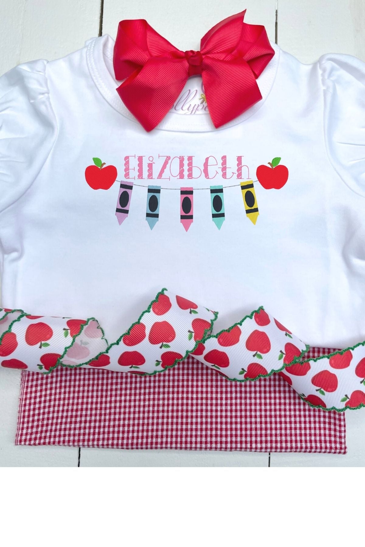 Girls Back to School Crayon and Apple Bunting