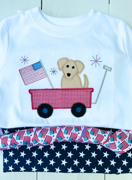 Pup in Wagon Applique Shirt