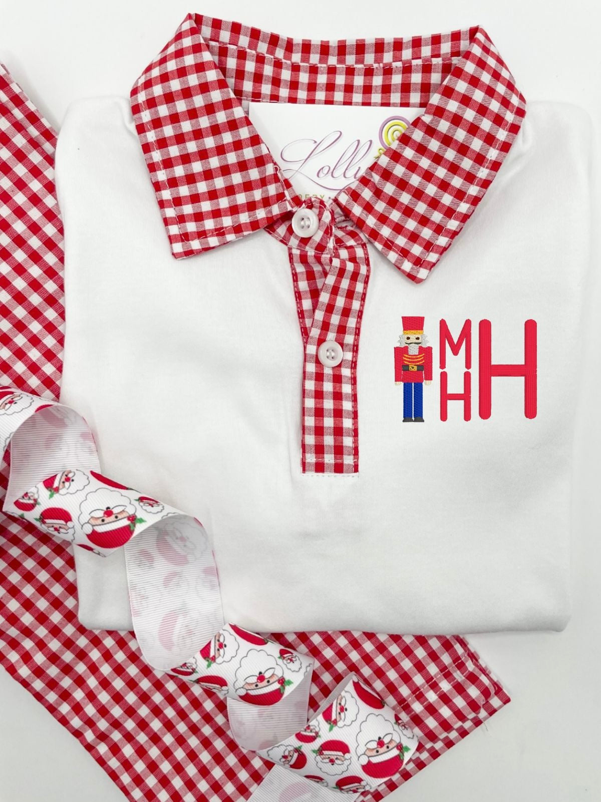 Boys Red Gingham Polo