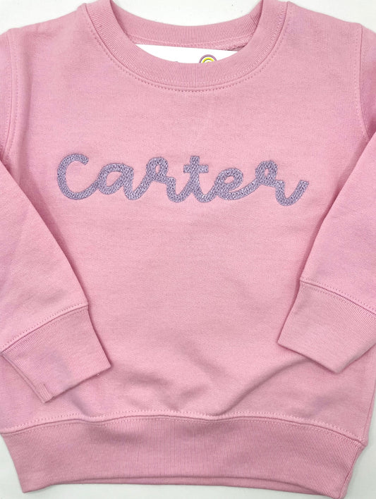 Girls Pink Name Sweatshirt